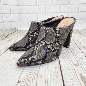 Call It Spring Snakeskin Vegan Mule Boots Chunky Heels 7.5